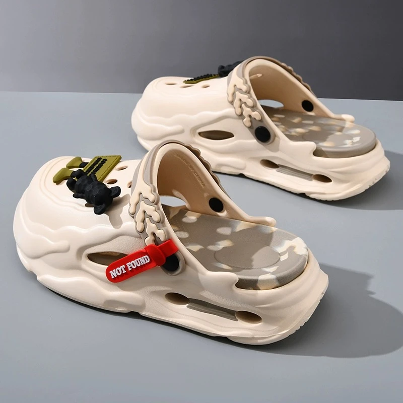 洞洞鞋男夏季时尚外穿增高凉鞋户外开车运动包头拖鞋沙滩鞋男款