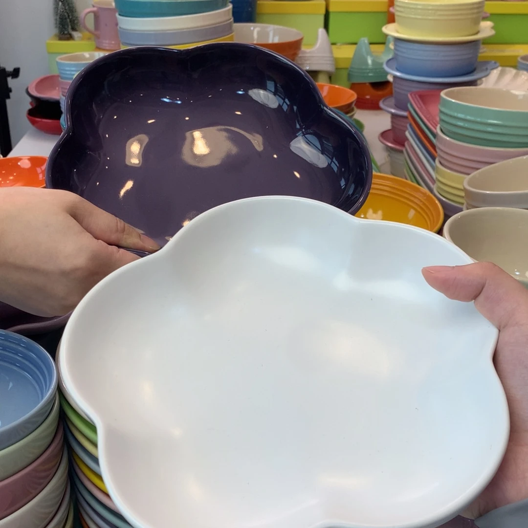 瓷片微瑕2个8英寸花朵深盘