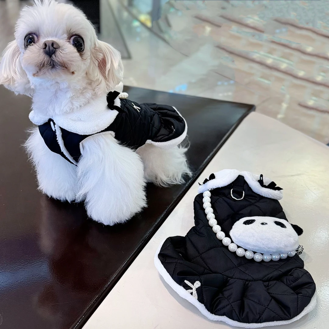 原创设计宠物衣服新款狗狗猫咪秋冬棉服小香风熊猫马甲公主裙