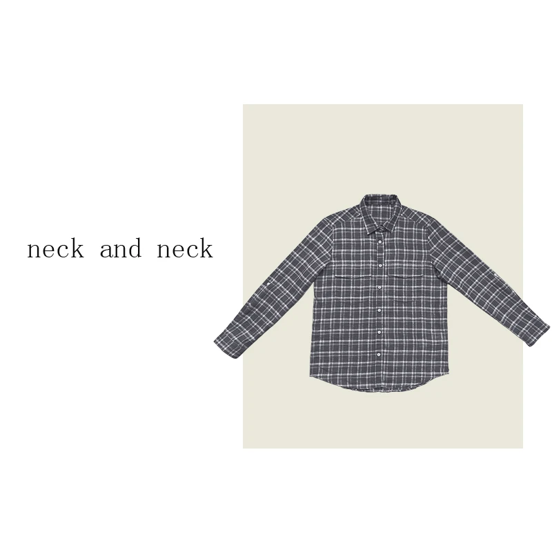 【 neck and neck 】 “ 伦敦学院 ” 经典格纹长袖宽松衬衣休闲衬衫