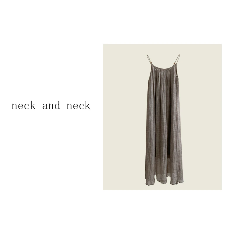 【 neck and neck 】“ 午后戛纳 ” 肌理感苎麻宽松吊带连衣裙