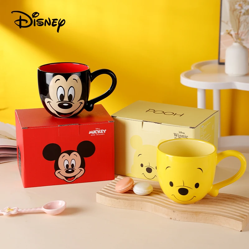 迪士尼米奇维尼笑脸马克杯大容量630ml陶瓷女生情侣水杯礼物