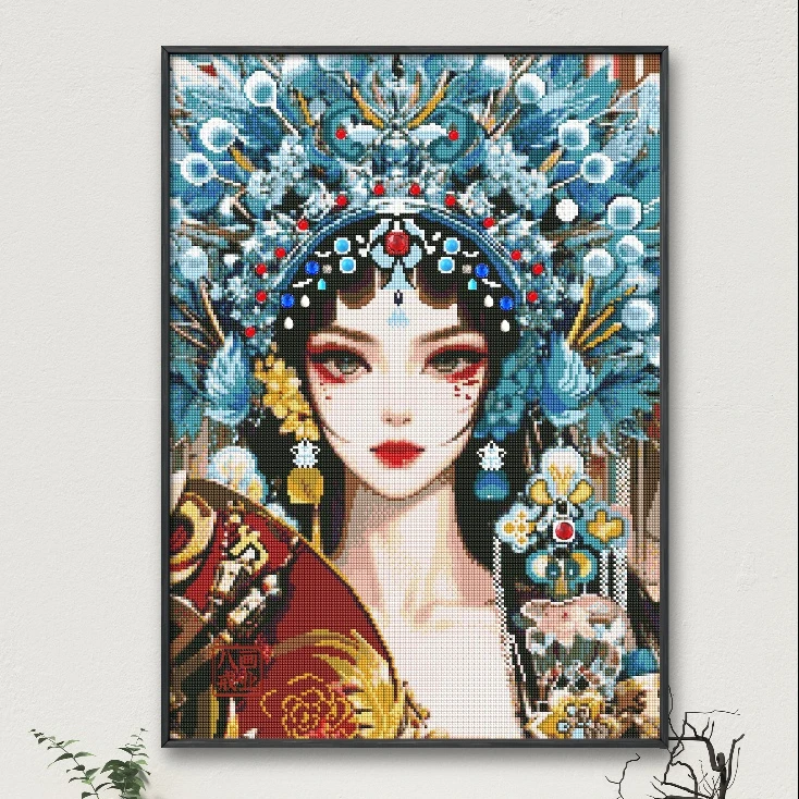 2024新款满钻国风古风花旦diy钻石画贴画点砖十字绣客厅卧室手工