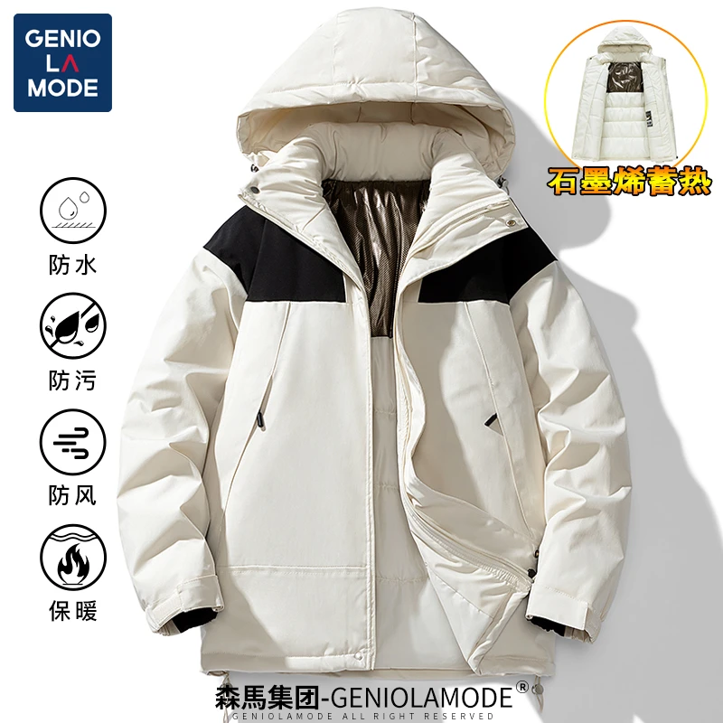 GENIO LAMODE冲锋衣棉服情侣款男女冬季潮牌宽松保暖加厚棉衣外套