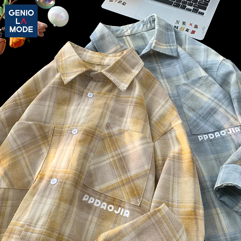 GENIO LAMODE翻领衬衫男士春季新款百搭宽松休闲打底衫衬衣外套