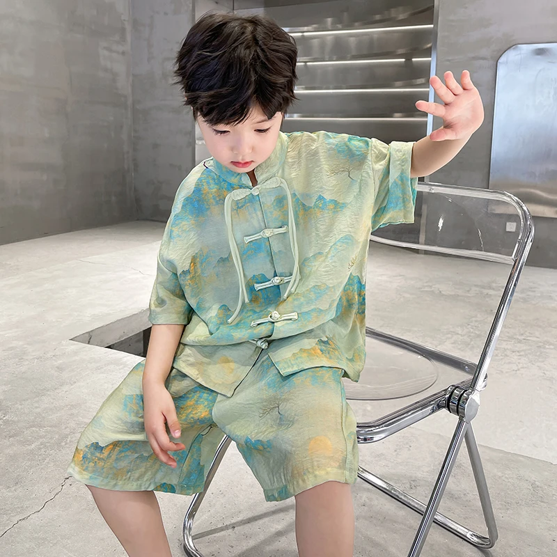 儿童装男童汉服夏装套装2025新款古风夏季唐装男孩夏款大童中国风