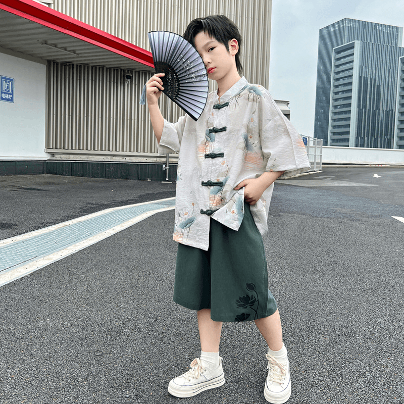 男童汉服夏季薄款2024新款中大童中国风高级男孩套装儿童夏装唐装