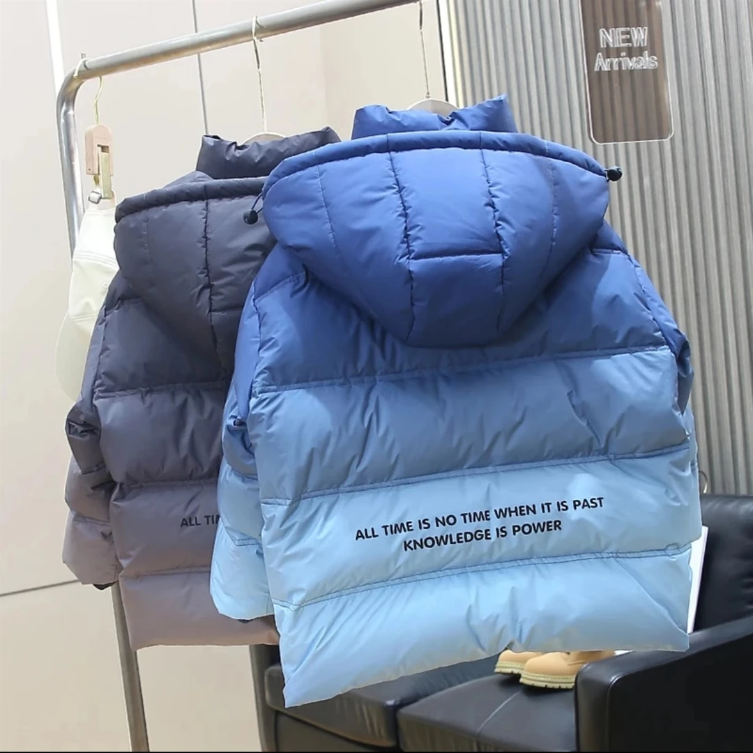 男童冬装渐变时尚棉衣2024新款儿童连帽加厚休闲棉服外套韩版保暖