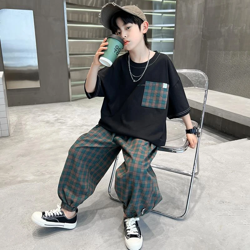 男童夏装套装2025新款中大儿童装夏季男孩短袖运动6-12岁潮款帅潮