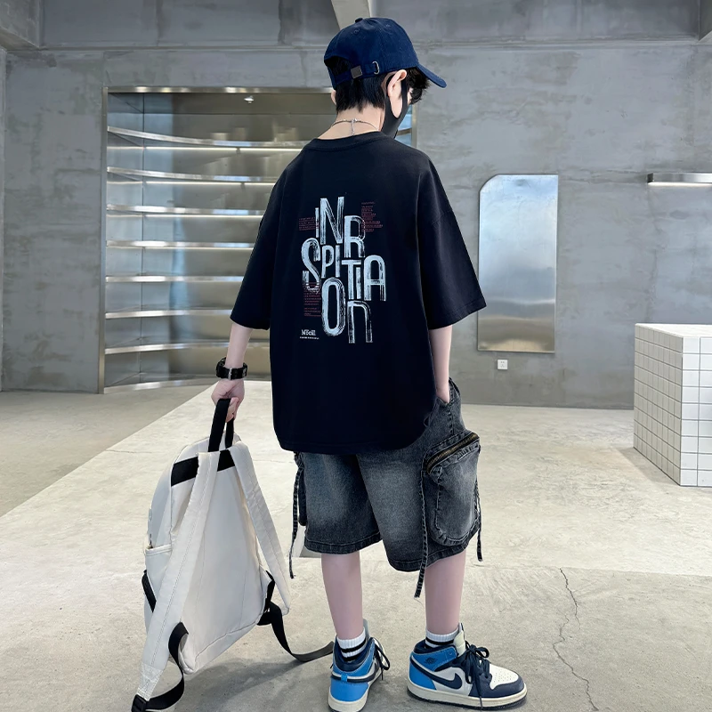 男童夏季套装薄款2025新款儿童装休闲宽松短袖衣服大童男孩夏装潮