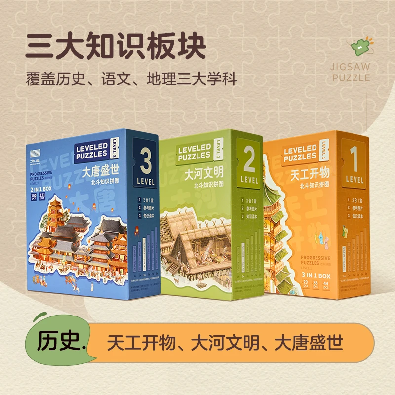 北斗 知识拼图《天工开物》+《大河文明》+《大唐盛世》3册230×200×80mm