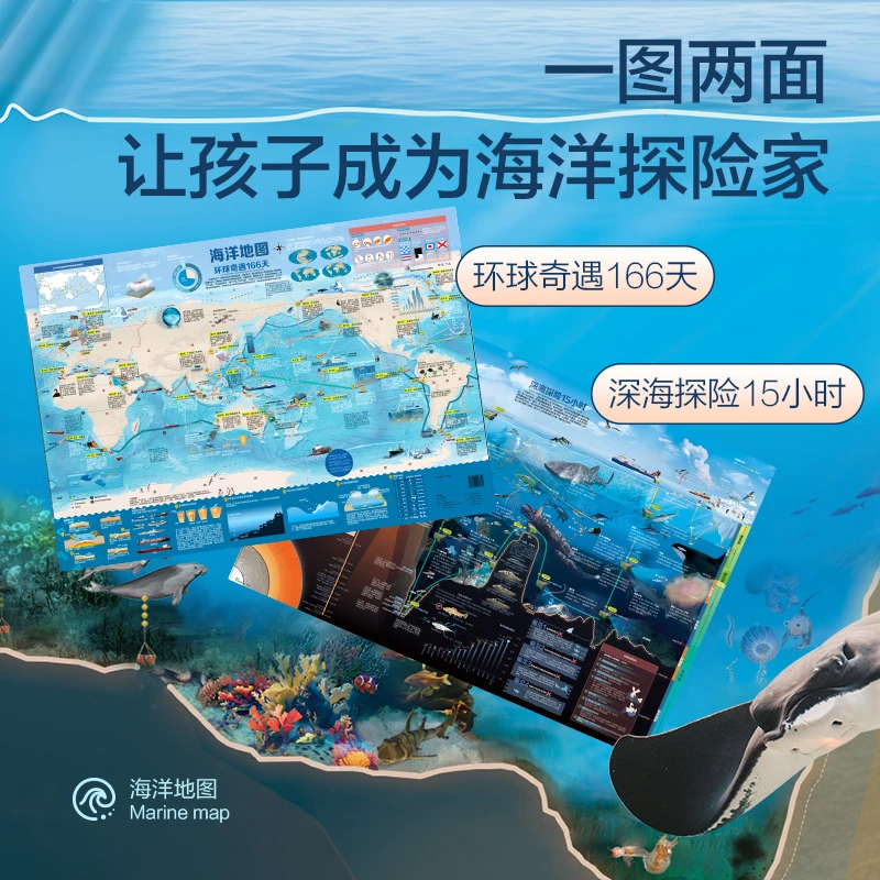 【北斗】海洋知识地图2张  3-12岁科普地图 陪孩子探索海洋