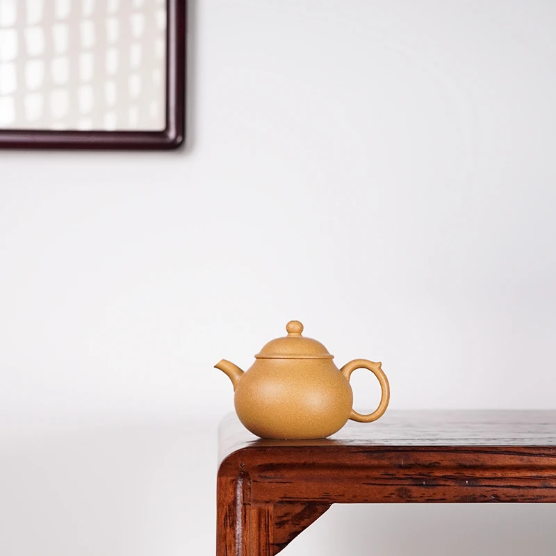 陶公粟金黄段《玉容》150cc手制紫砂壶小容量黄段泥家用圆壶