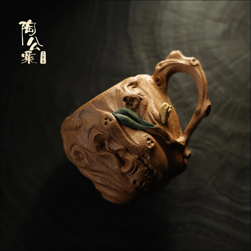 陶公粟原矿朱段泥《好事花生杯》180cc手制紫砂主人杯