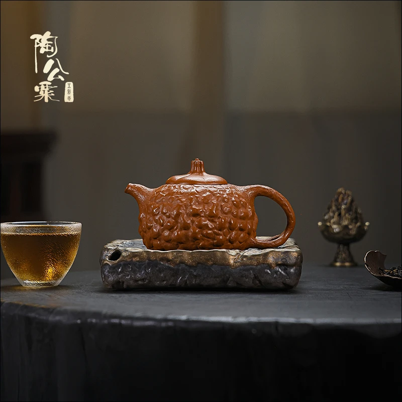 陶公粟原矿赵庄朱泥《供春》160cc内推手制精美紫砂壶中容量茶具