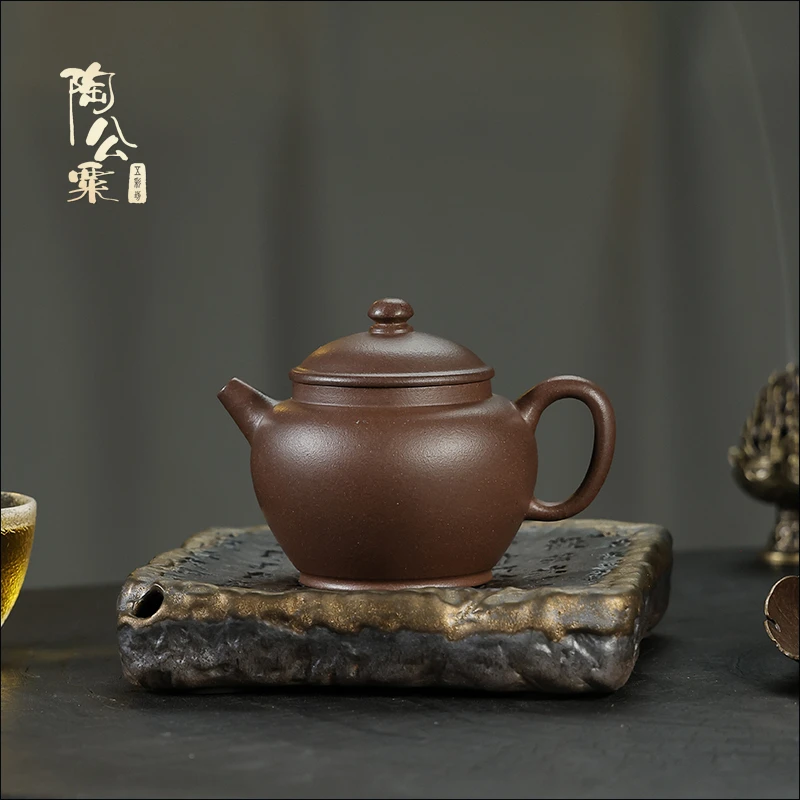 陶公粟原矿底槽青《润珠》150cc许手制紫砂壶小容量茶具