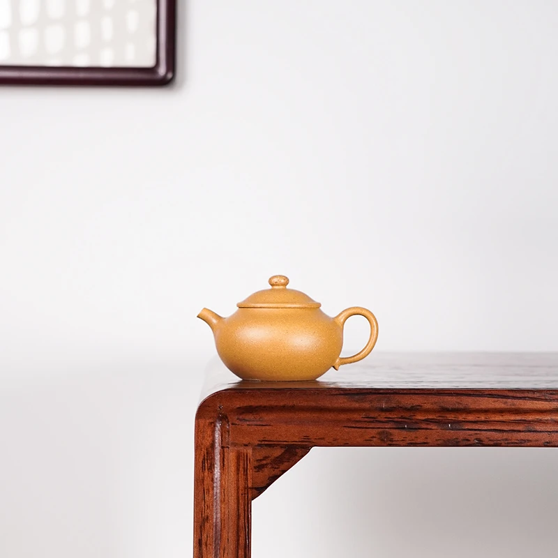 陶公粟金黄段云仿古120cc手制紫砂壶黄段泥小容量圆壶
