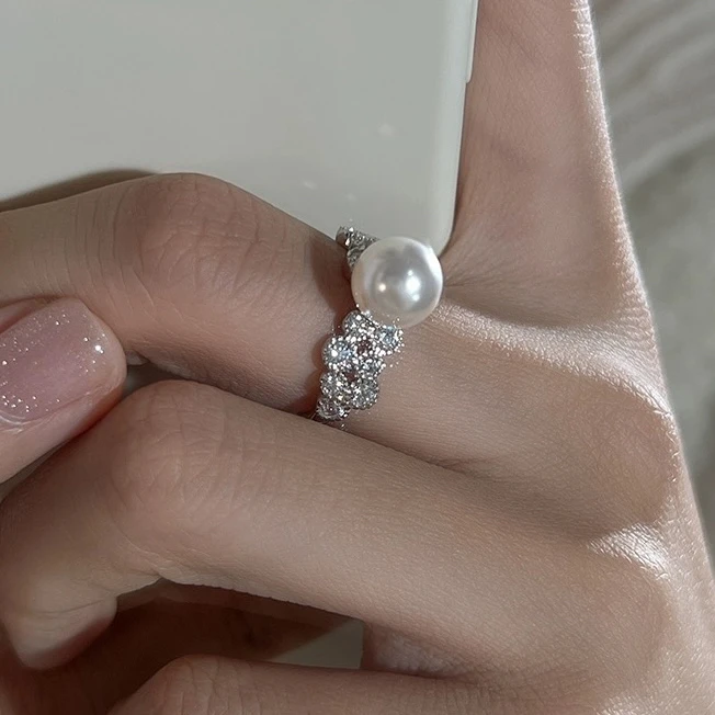 铜合金仿珍珠戒指 【玛利亚】法式轻奢贝珠高级感设计复古优雅戒指