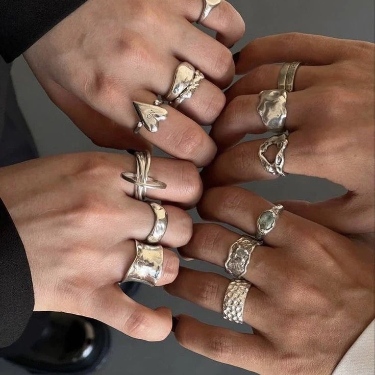 铜合金戒指 【1~50】开口可调节ins复古做旧简约设计感百搭女戒