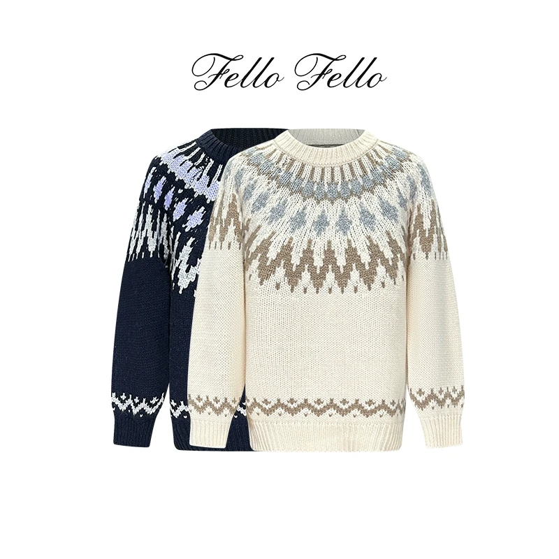 伙伴伙伴FellowFellow慵懒风钩花设计感圣诞氛围软糯针织上衣