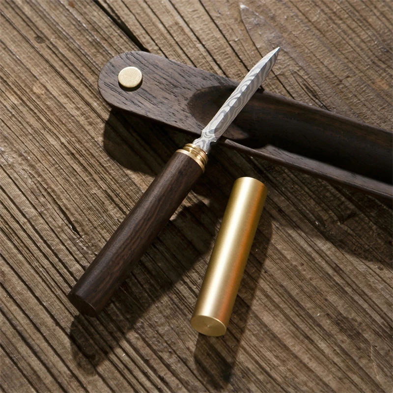 纯黄铜实木茶刀手工茶针茶锥普洱茶饼开茶刀茶具配件茶道撬白茶