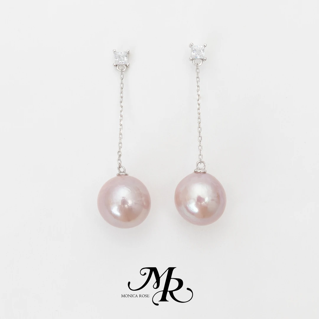 MONICA ROSE「北原」伊丝s925银天然淡水紫色珍珠耳环