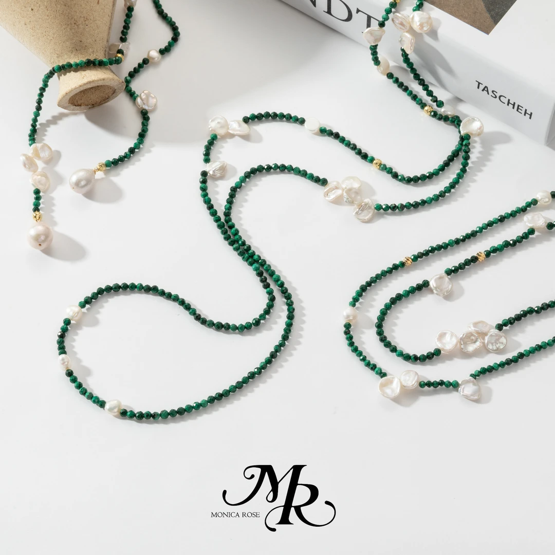 MONICA ROSE「北原」 挪威森林孔雀石s925银珍珠项链多样性发货1
