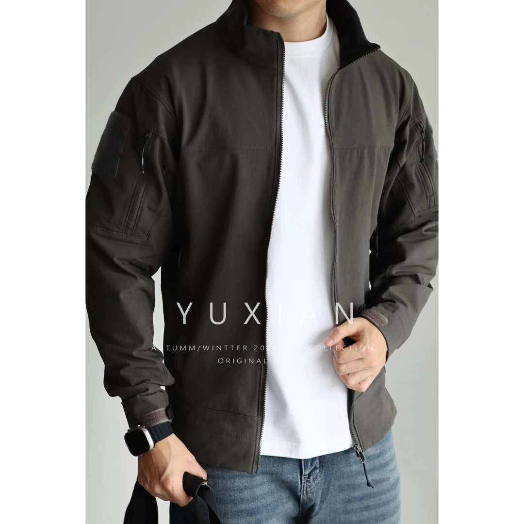 YUXIAN秋季轻量化立领软壳冲锋衣三防泼水户外休闲运动外套夹克男