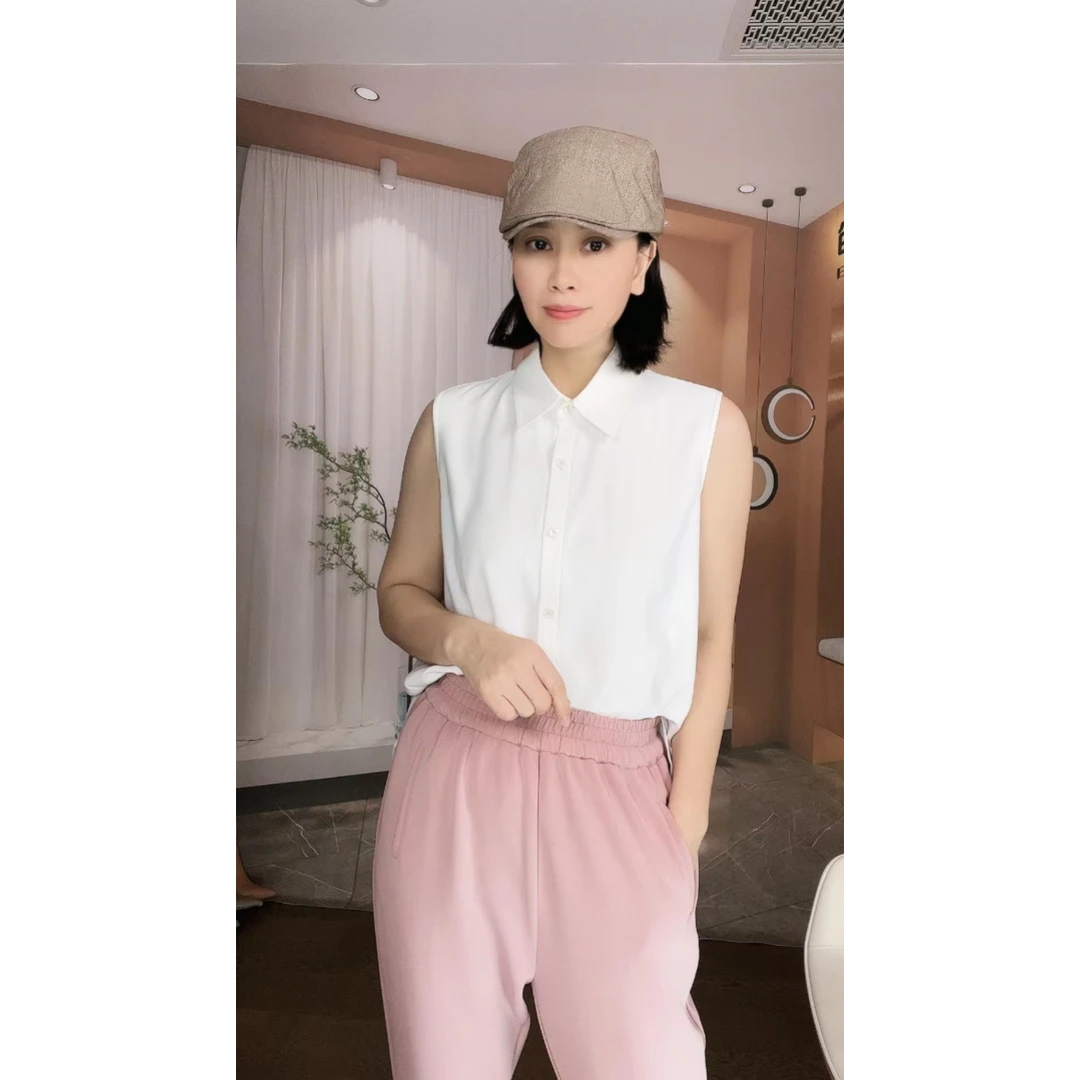 法式经典无袖衬衣-23006