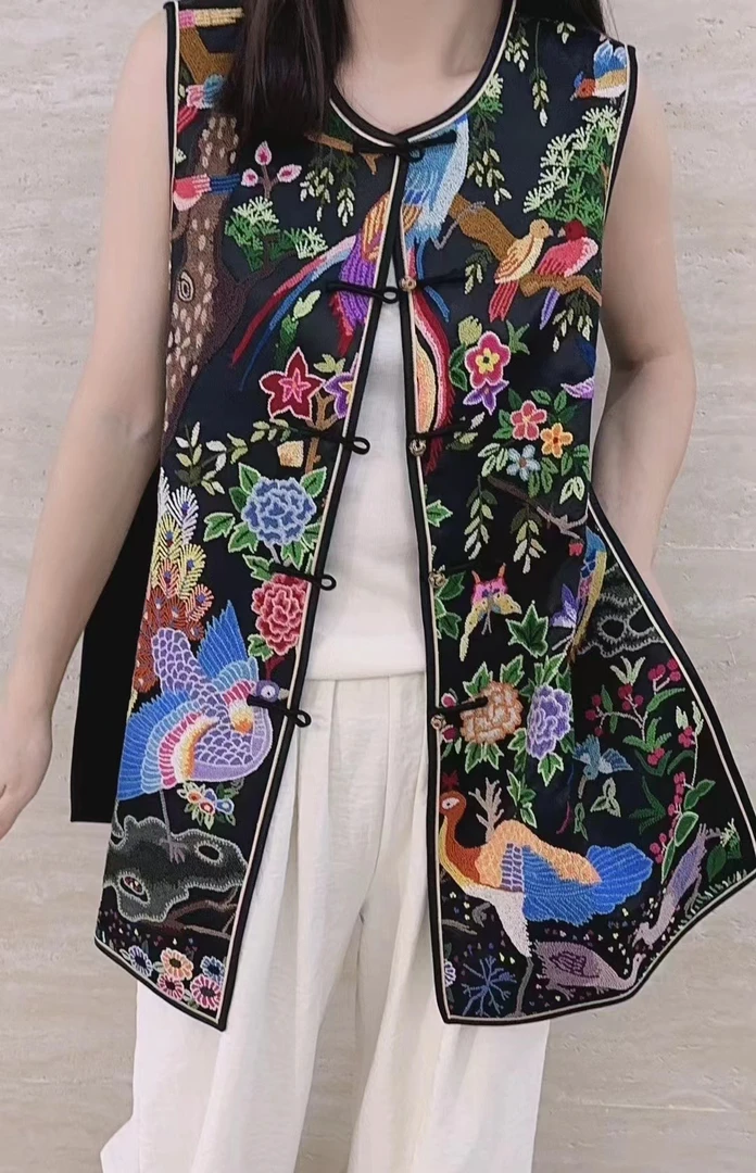 莉米欧娅品牌女装24春夏新款时尚百搭重工中国风马甲气质上衣顺丰