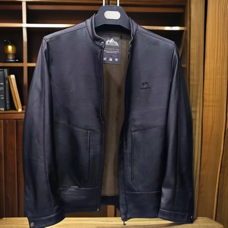 【6606】男士商务立领PU皮衣简约百搭