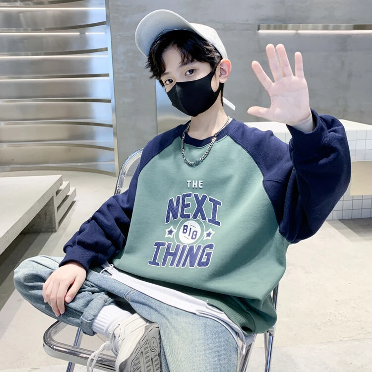 男童春装圆领卫衣中大童男孩春秋款儿童加绒加厚上衣打底衫6-12岁