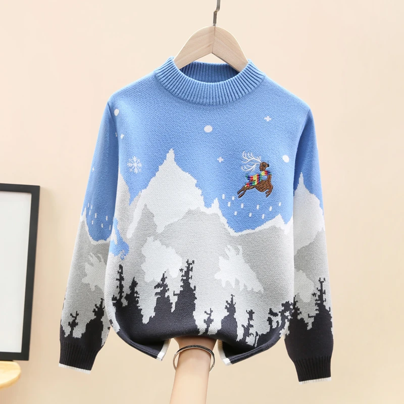 男童棉质毛衣儿童韩版2024新款中大童秋冬加绒加厚12岁针织打底衫