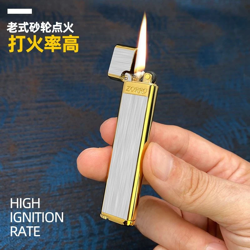 佐罗ZORRO煤油打火机纤巧超薄老式砂轮创意个性定制迷你复古小巧