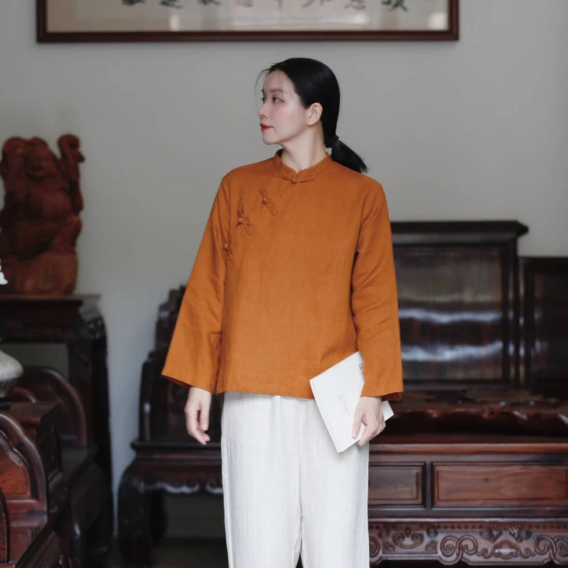 如素慢衣复古100%亚麻秋季上衣36255