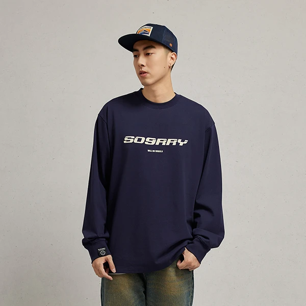WOW袁启聪道歉长袖T恤SO9RRY咯对唔住潮牌长袖打底衫舒适男秋冬