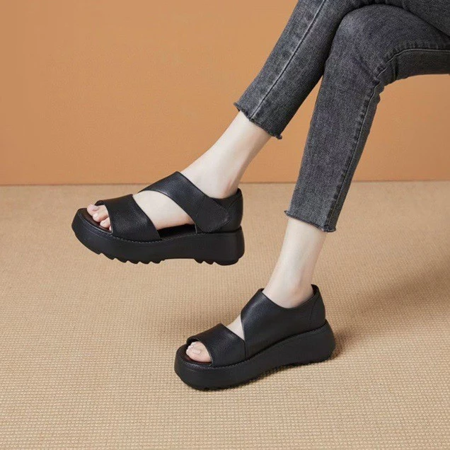 【静姐专属】2024新款复古鱼嘴凉鞋单鞋软底百搭轻便防滑女鞋夏季