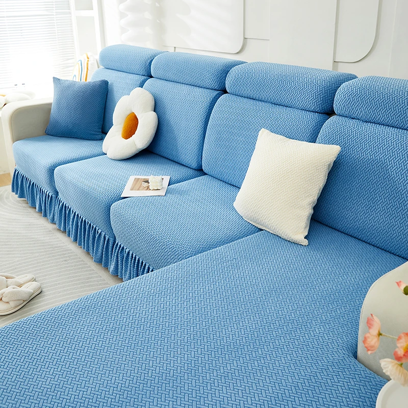 沙发垫简约防滑裙摆沙发套弹力加厚布艺防猫毛绒通用型全盖头枕套