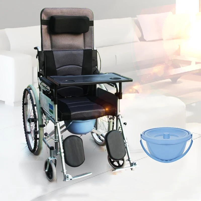 加厚轮椅老人折叠轻便小带坐便器多功能便携老年残疾人代步手推车