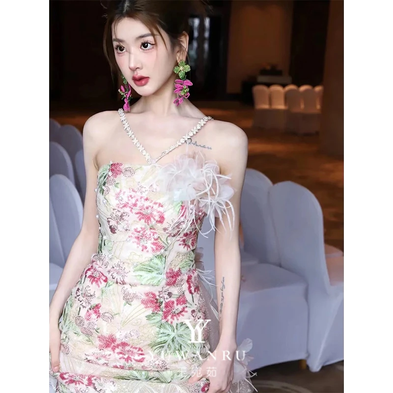 鱼尾晚礼服2024新款性感吊带高级感气质轻奢宴会主持人礼服裙女夏