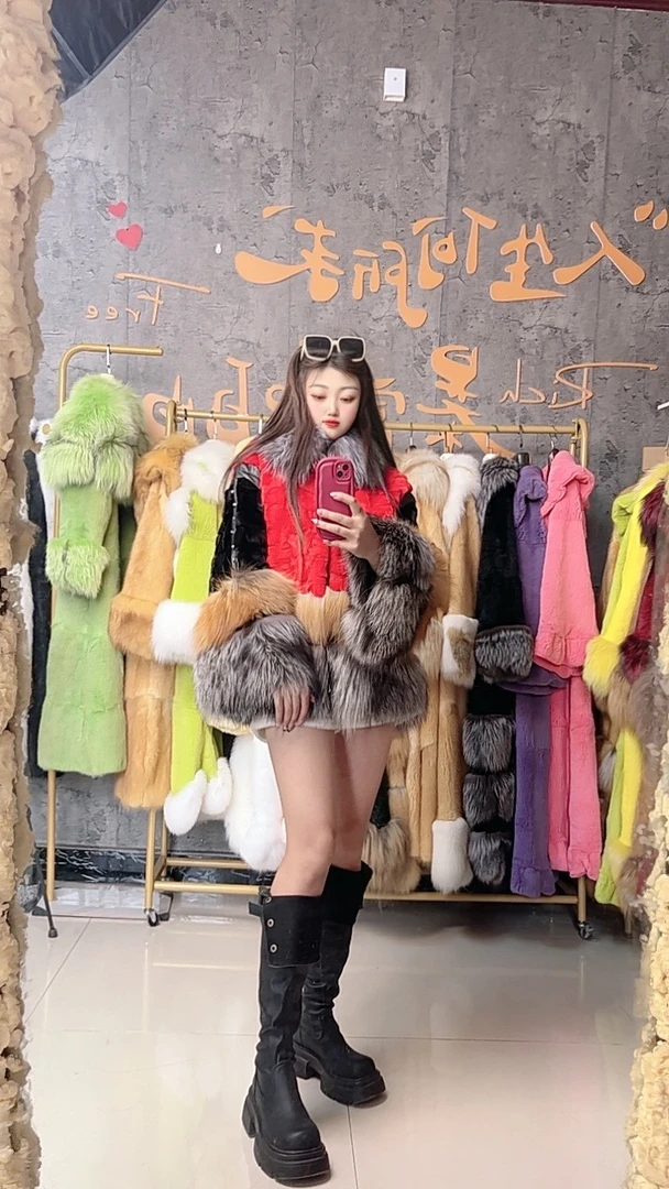 【LH】拼貂花色皮草外套