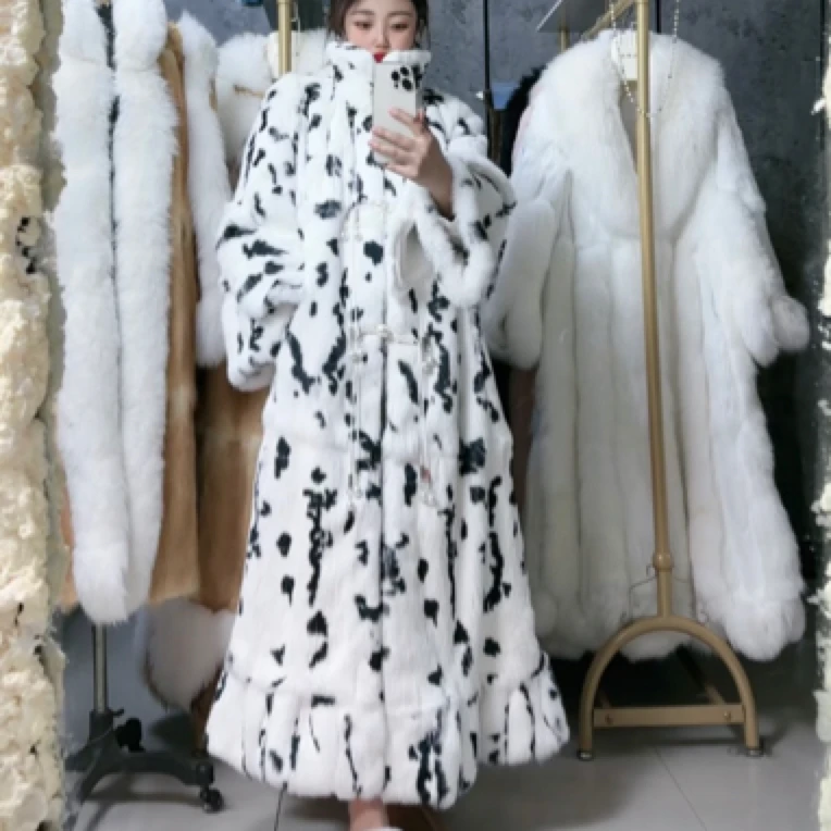 【LH】“白墨青梅”兔毛皮国风皮草外套女