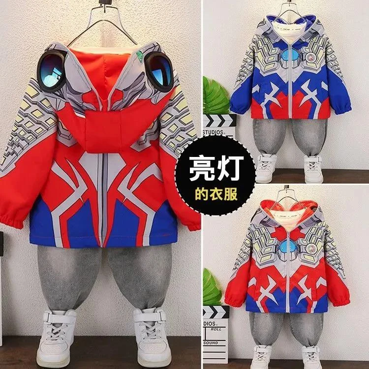 奥特曼儿童衣服新款时尚卡通中小童网红外套连帽迪迦酷酷风衣