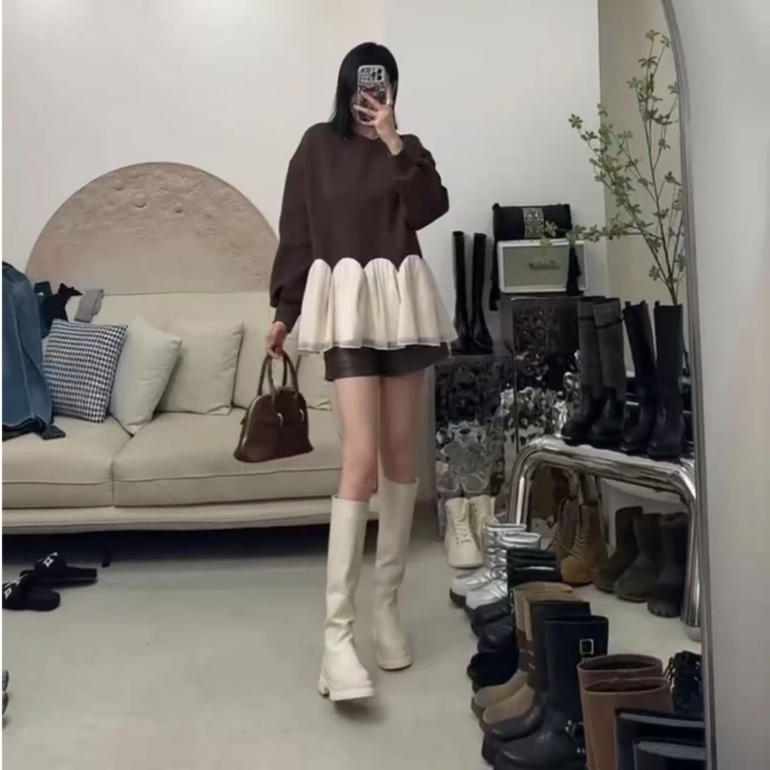 【柏卉服饰】两色后拉链高筒靴