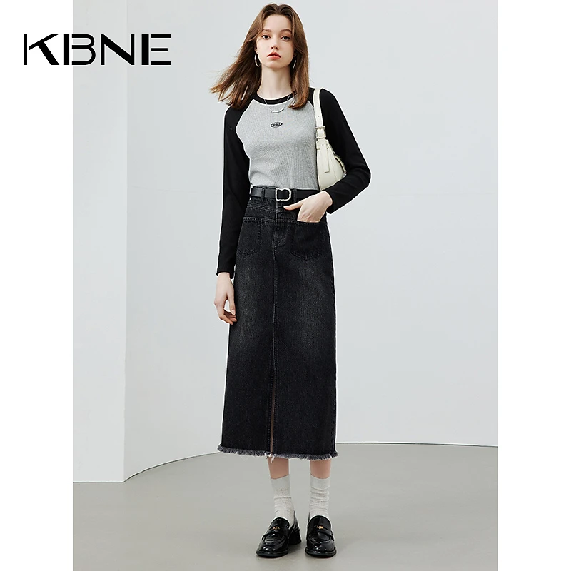 半身裙女牛仔裙长裙包臀裙春秋kbne2024新款高腰今年流行爆款半裙