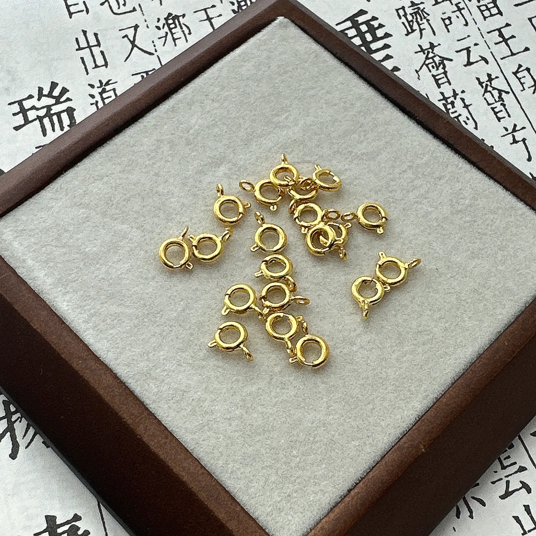 790-791(直播)高货卡6圆耳扣头铜镀18K/镀厚银手链项链收尾扣配件