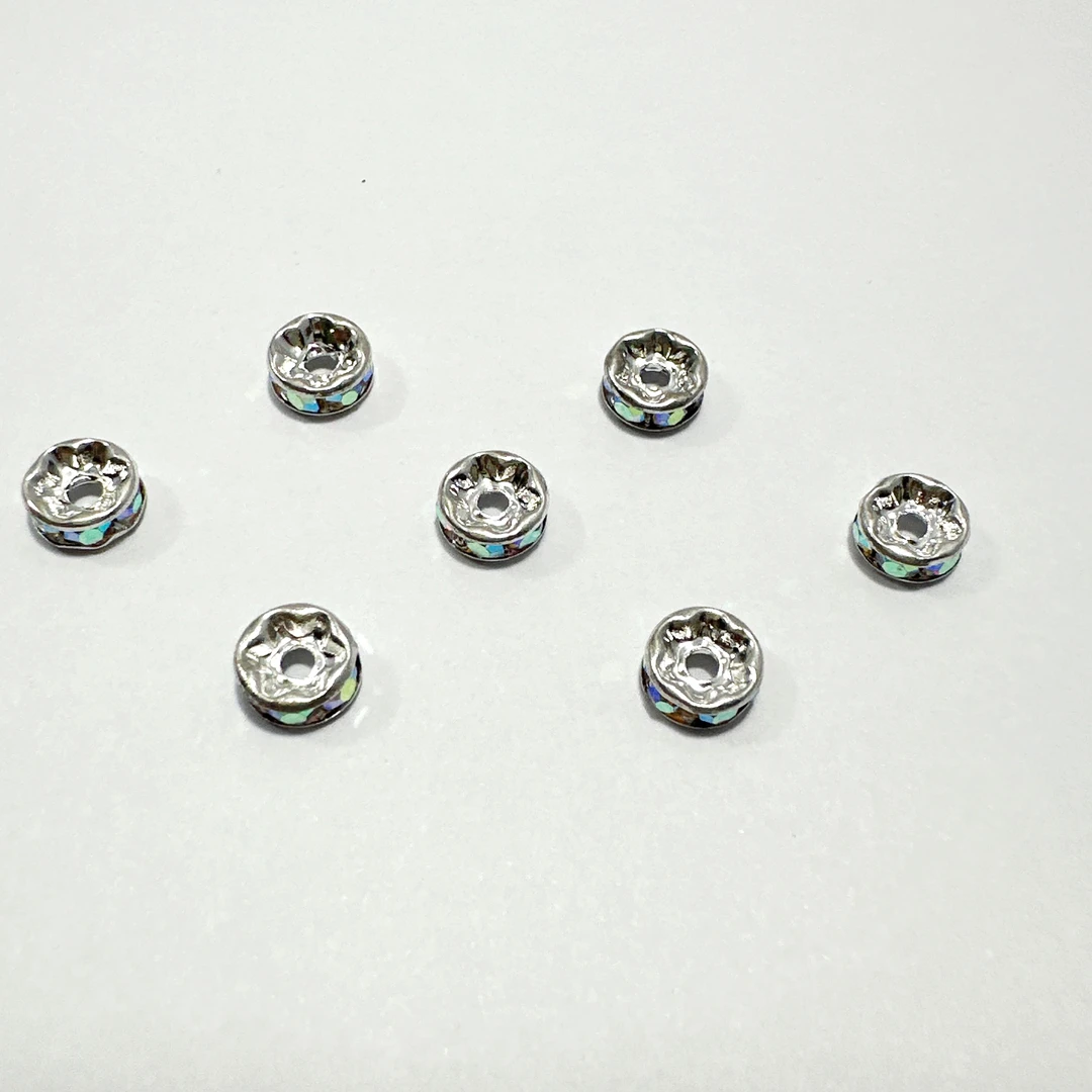 铜材质7.6mm炫彩锆锆隔片款式手工串珠佩戴手工diy配件直径7.6mm