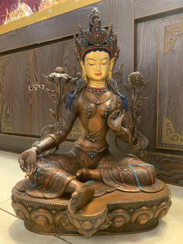 绿度母。 45厘米红铜绿度母 台湾3D工艺