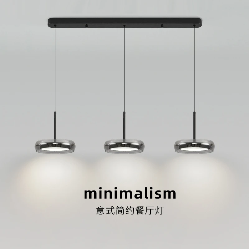 意式简约餐厅灯3头长方形圆形餐桌灯吧台灯极简轻奢长条办公灯具