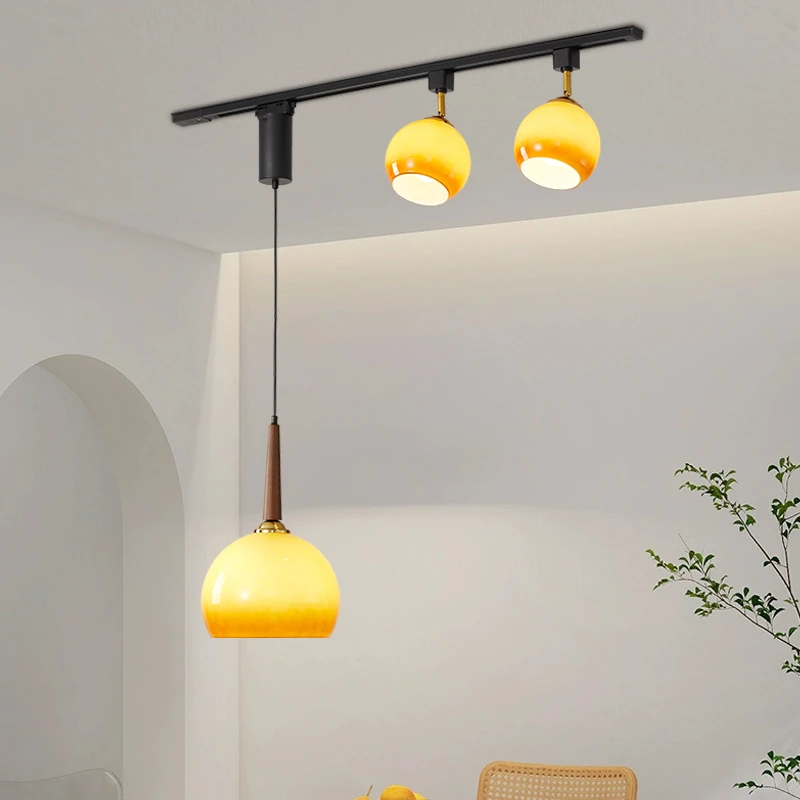 餐厅吊灯北欧侘寂风餐桌灯创意个性可移位轨道灯书房长条吧台灯